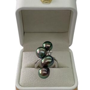 18k金4粒黑珍珠戒指