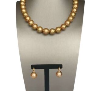 南洋31粒金珠頸鍊和18k金珠耳環